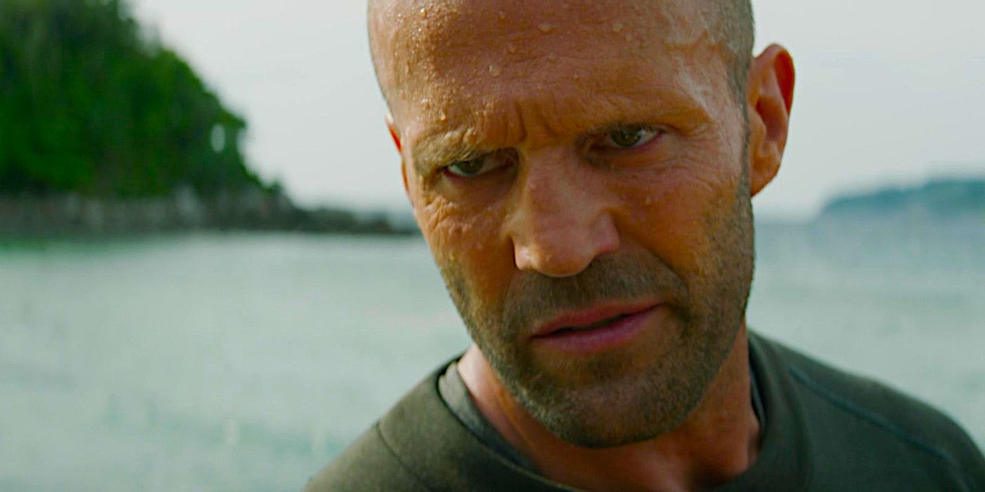 Jason Statham glowers intensely in a dramatic moments from Meg 2: The Trench