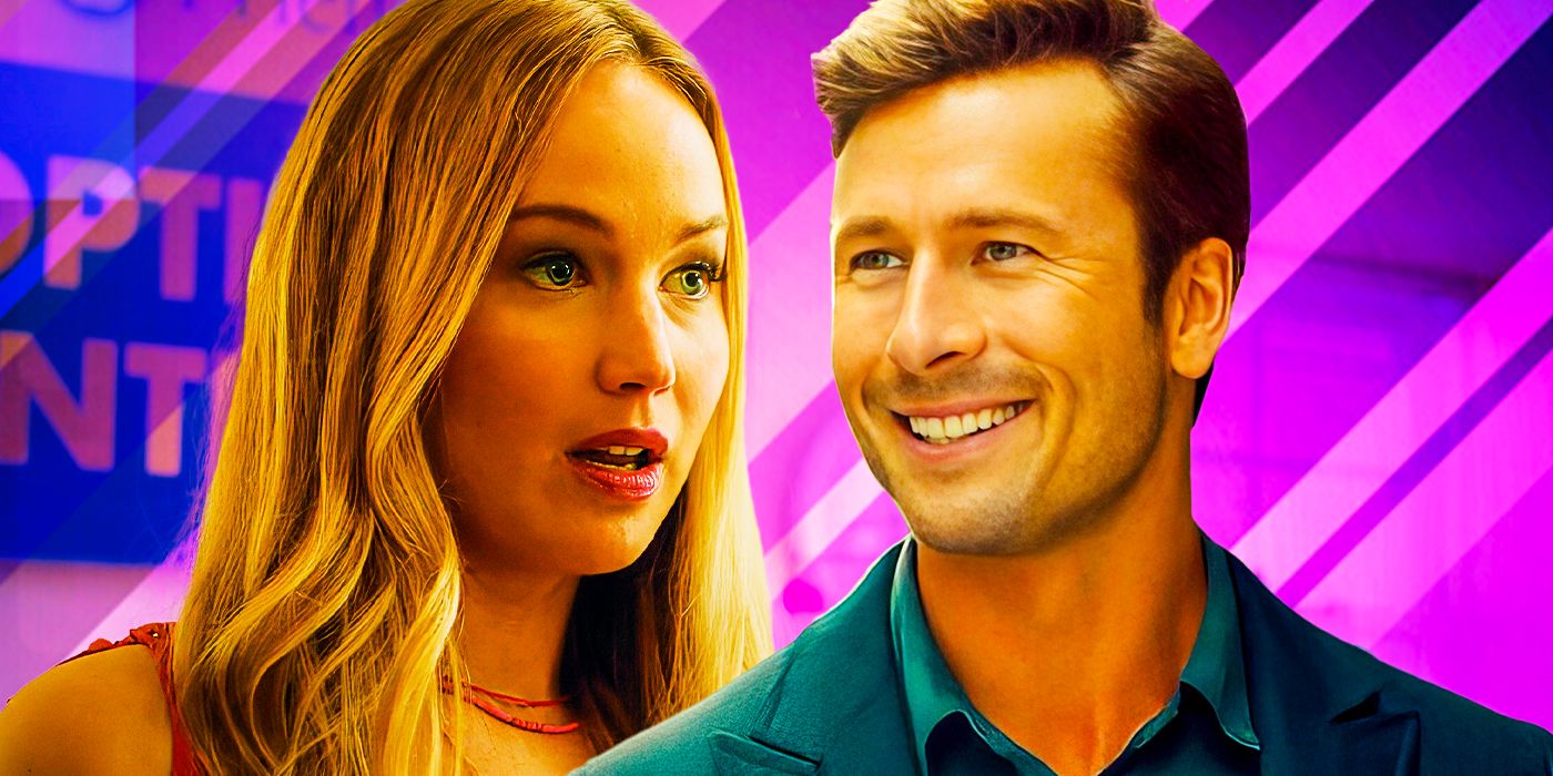 Jennifer Lawrence as Maddie Barker from No Hard Feelings & Glen Powell as Ben from Anyone But You