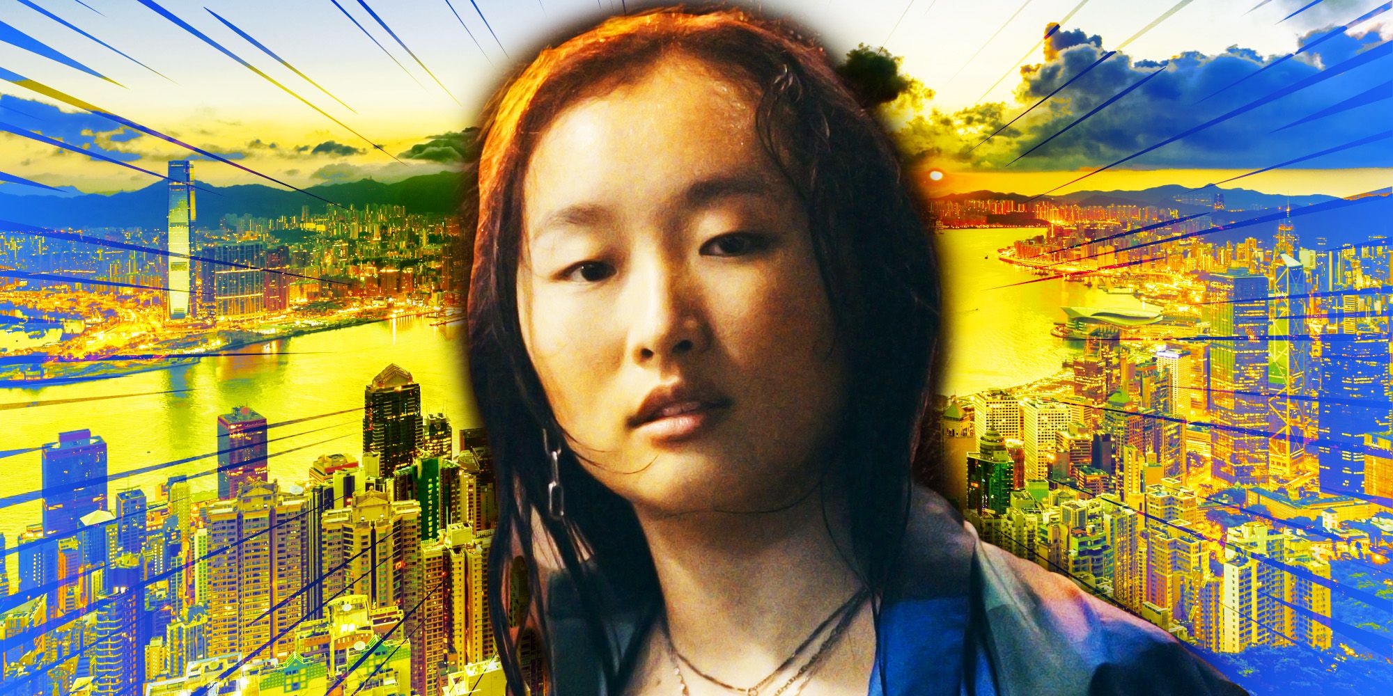 Ji-young Yoo as Mercy in Expats with Hong Kong in the background