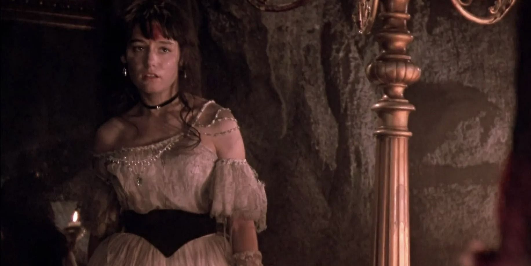Jill Schoelen as Christine looking bloodied in 1989's Phantom of the Opera