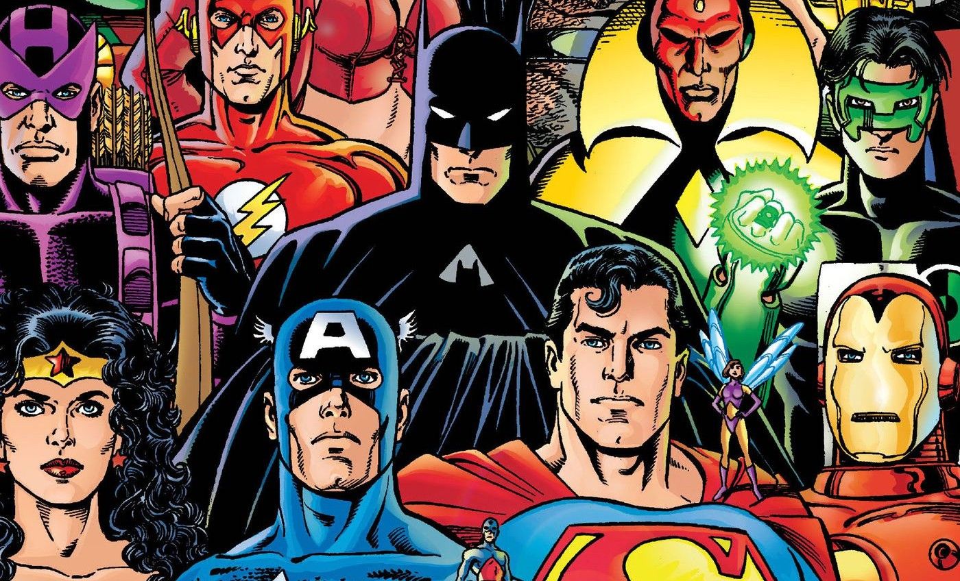 JLA/Avengers, George Perez art featuring the teams intermingled
