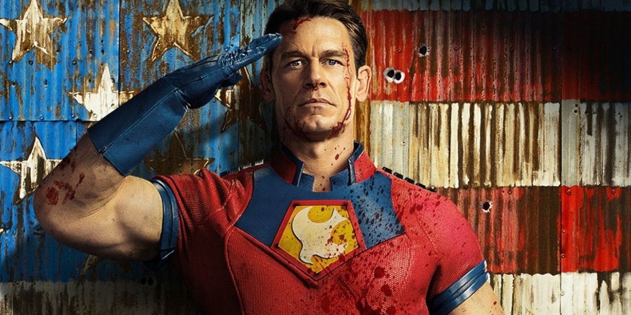 John Cena's Peacemaker saluting in a poster from the DC series