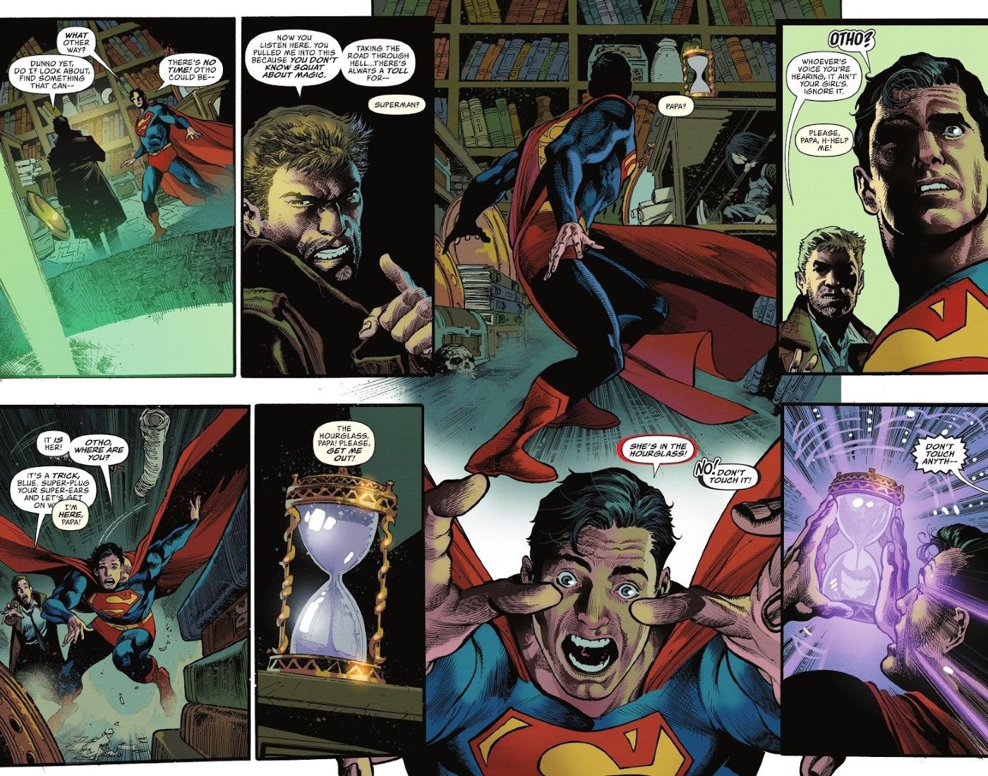 Action Comics #1060, John Constantine warns Superman not to touch the glowing timepiece