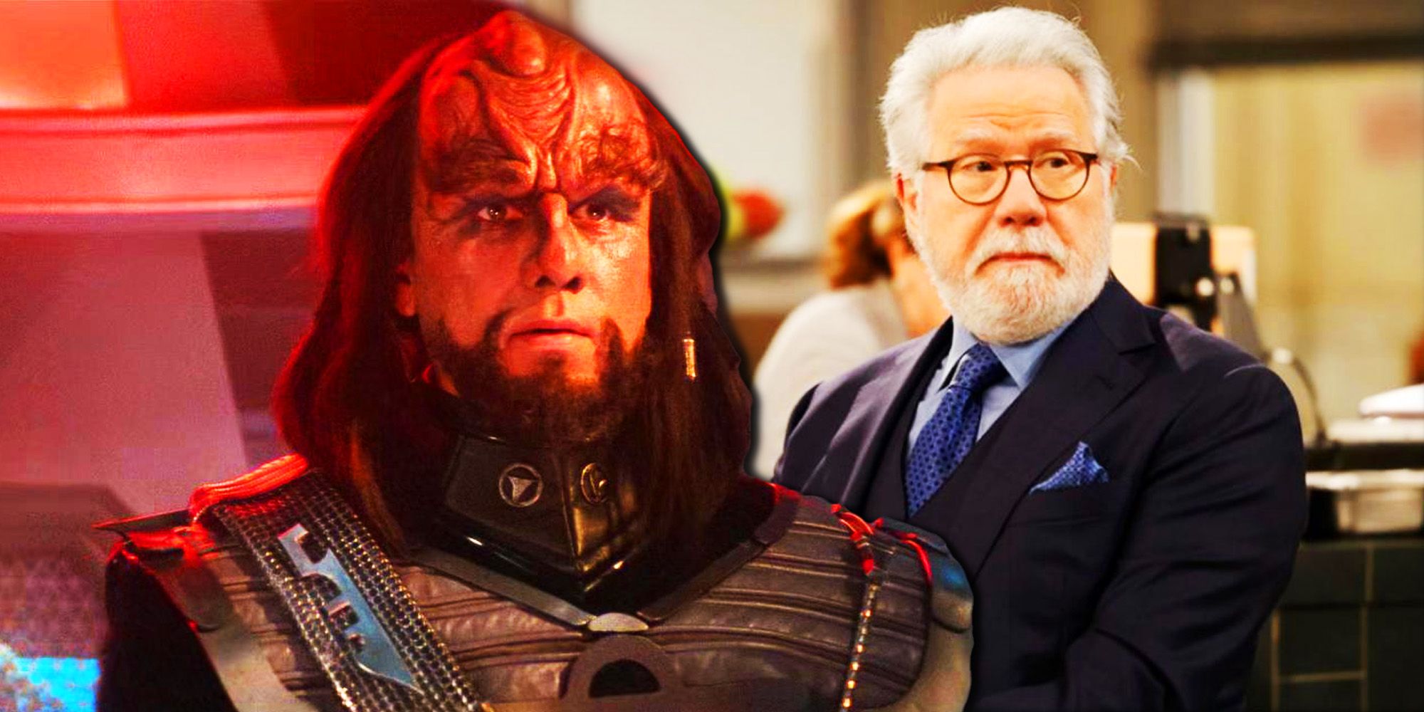 John Larroquette as Klingon in Star Trek 3 and as Dan Fielding in Night Court reboot