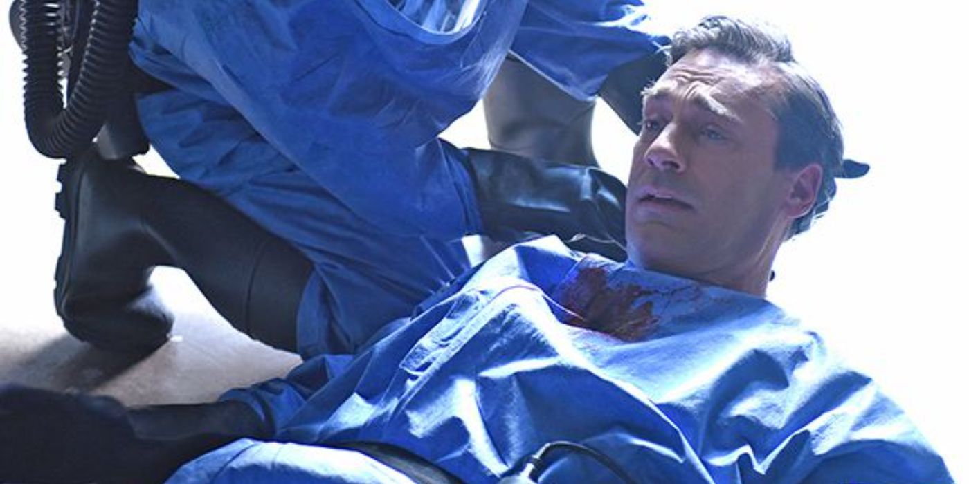Jon Hamm dying from a gunshot wound in The Last Man on Earth