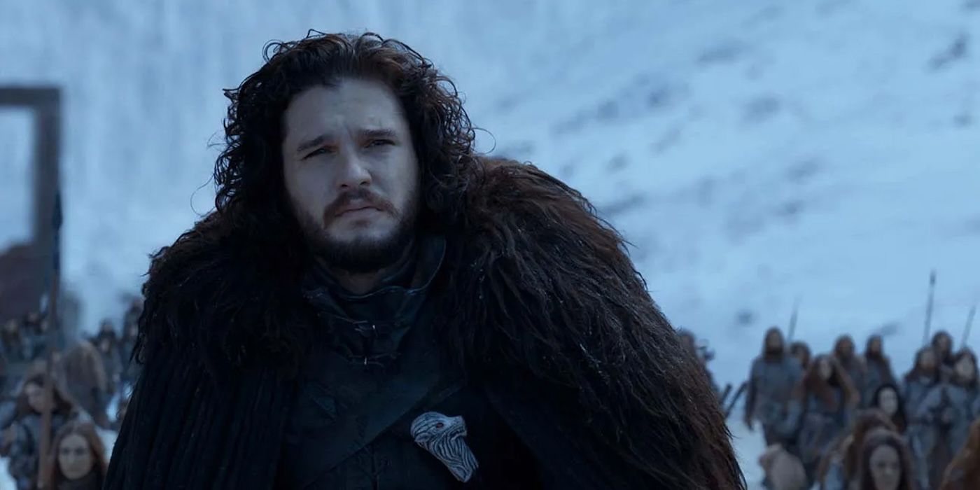 Jon Snow cavalgando para o norte no final de Game of Thrones