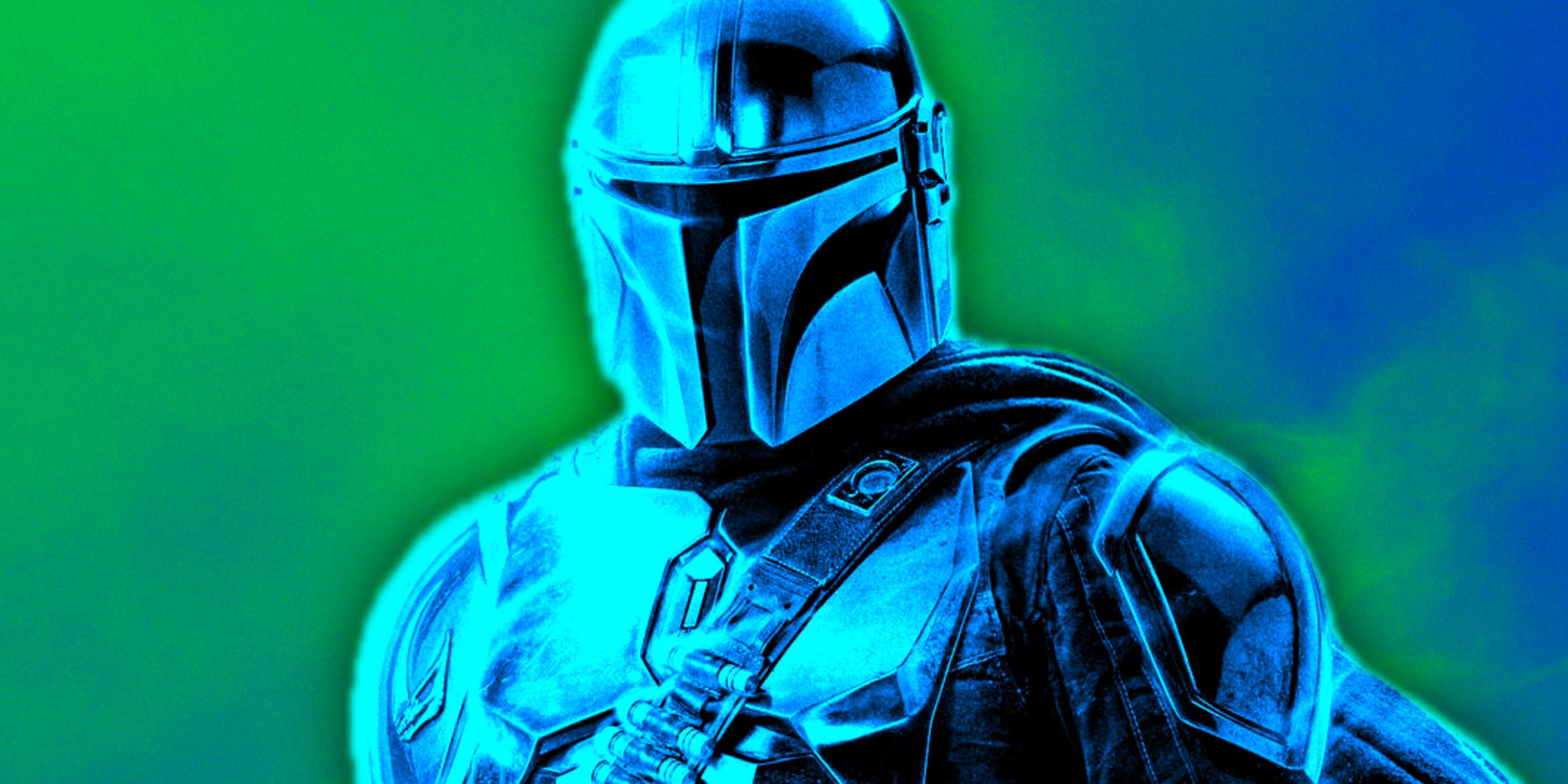 The Mandalorian's Din Djarin is edited blue in his poster for The Book of Boba Fett