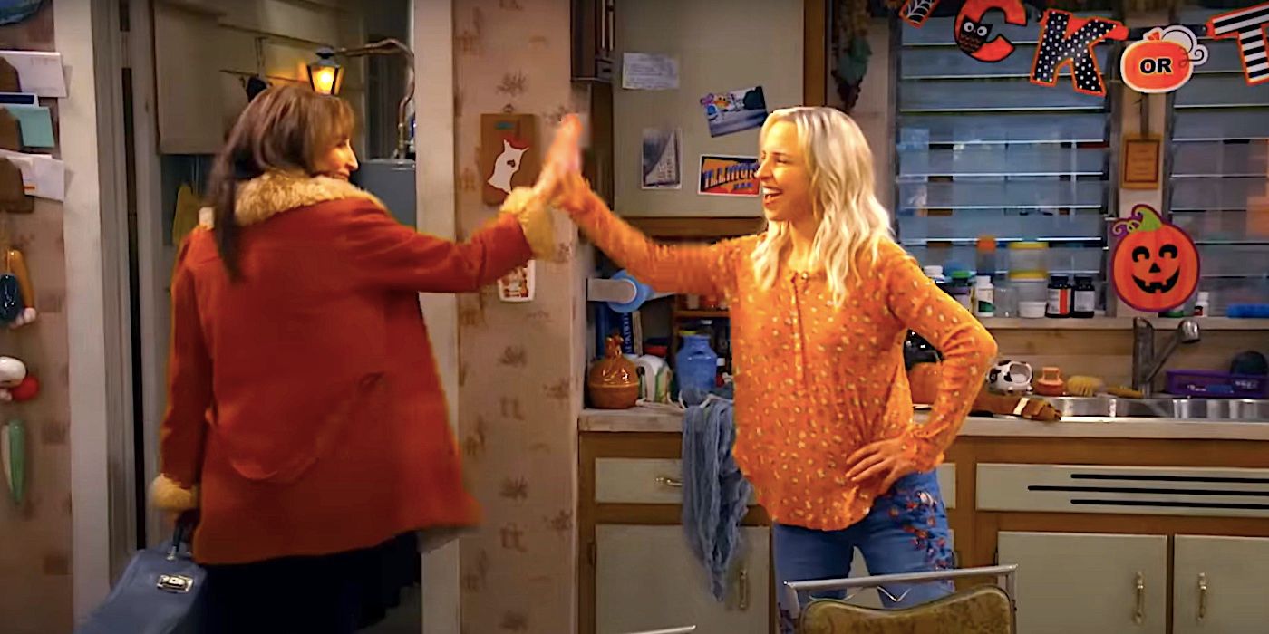 Katey Sagal's Louise and Lecy Goranson's Becky high five in The Conners season 6 trailer