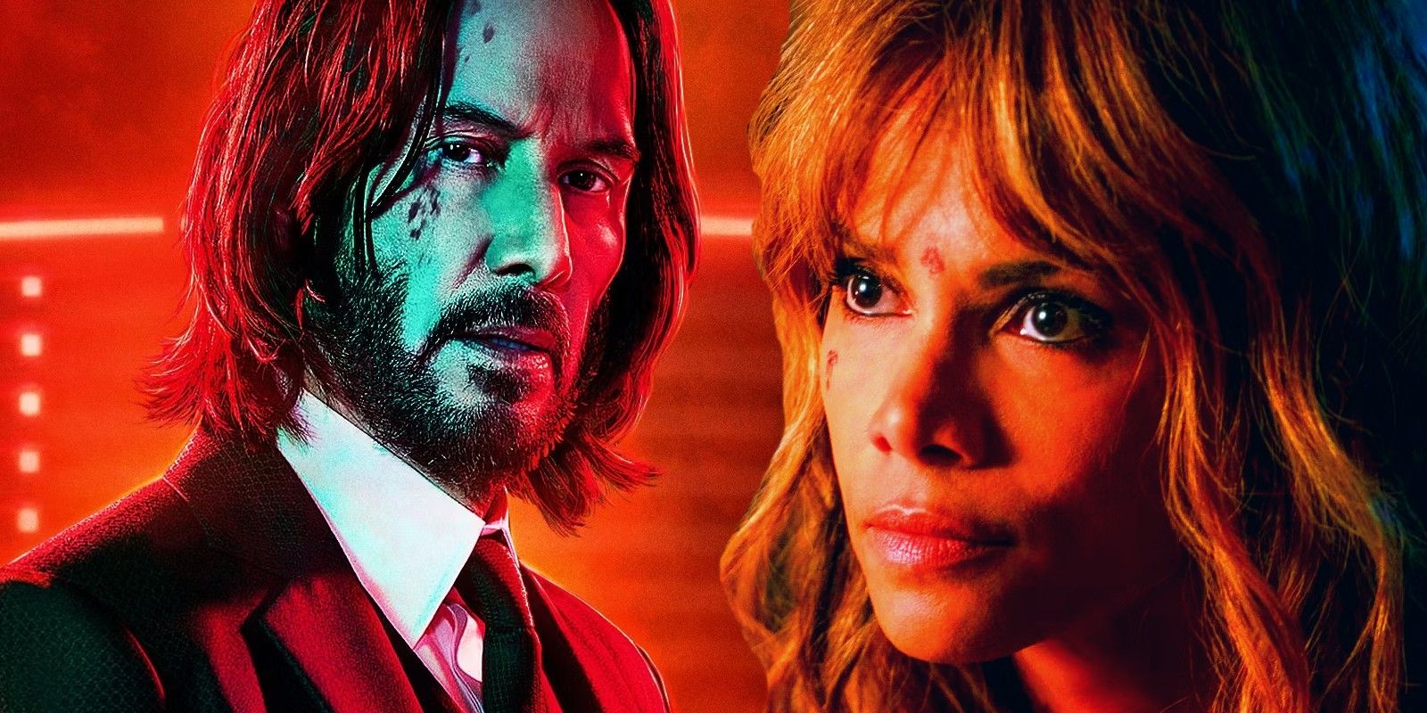 Keanu Reeves as John Wick and Halle Berry as Sofia the in John Wick franchise