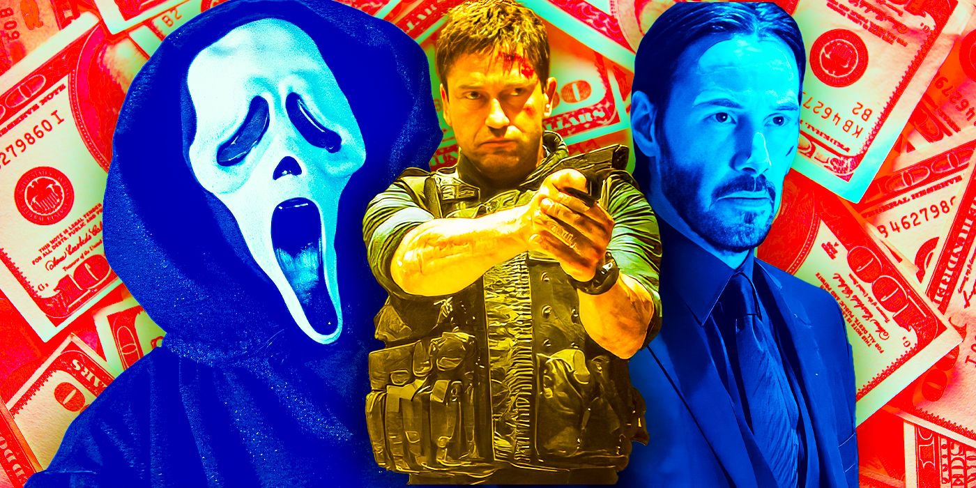 Keanu Reeves in John Wick, Gerard Butler in Olympus Has Fallen, and Ghostface in Scream