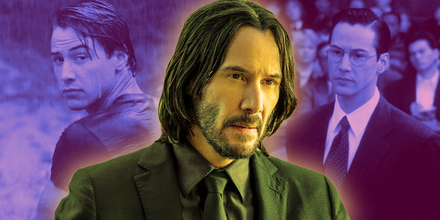 Collage Of Keanu Reeves In John Wick, Break Point, and The Devil's Advocate