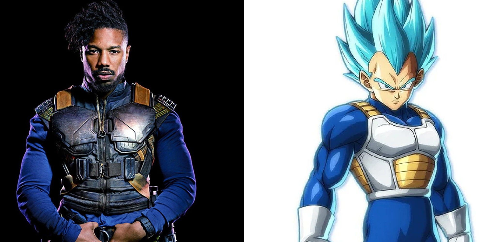 Comparison of outfits from Killmonger and Vegeta
