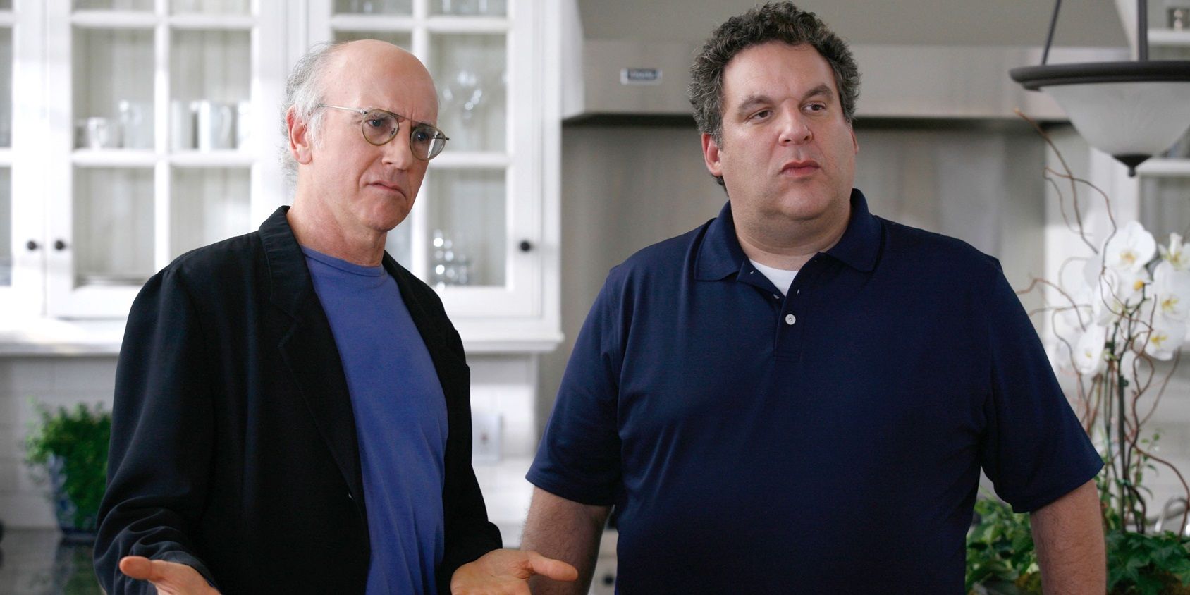 Larry and Jeff in the kitchen in Curb Your Enthusiasm