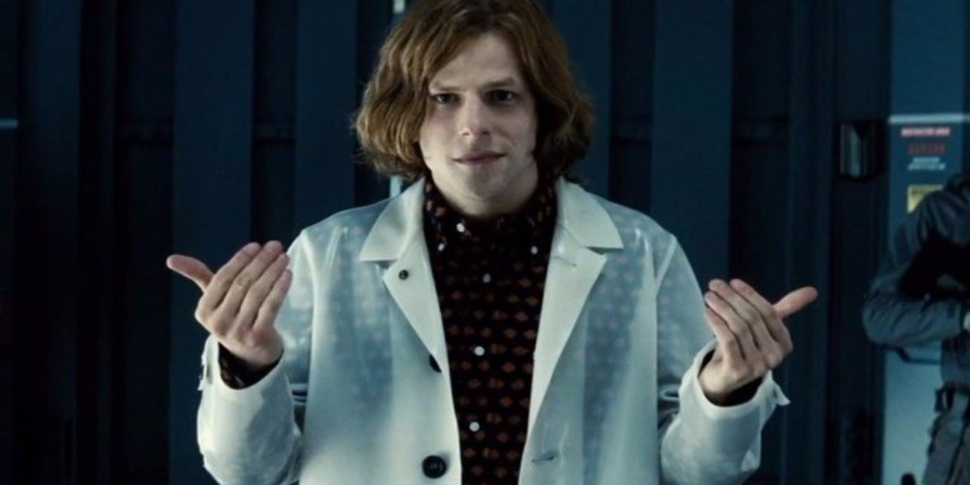 Lex Luthor grinning and gesturing with his hands in Batman v Superman Dawn of Justice