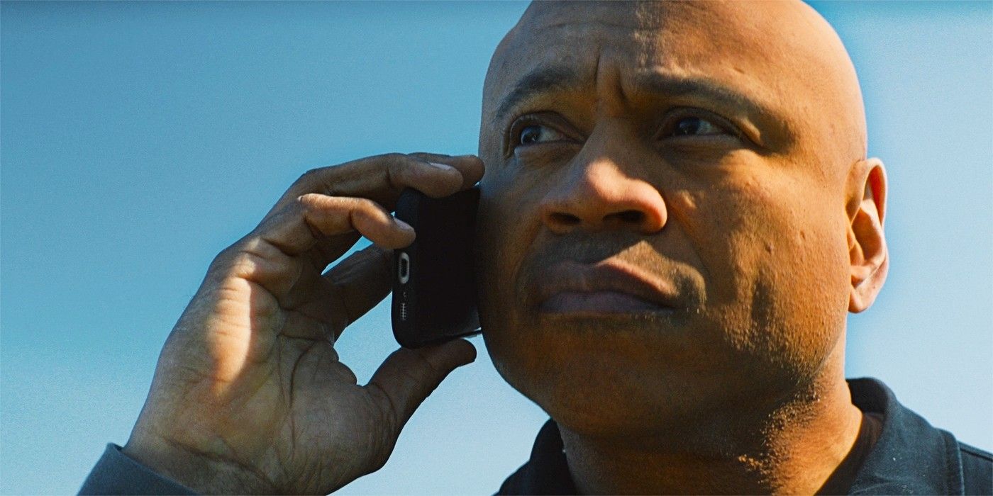 LL Cool J as Sam Hanna on the phone in the NCIS Hawaii season 2 finale