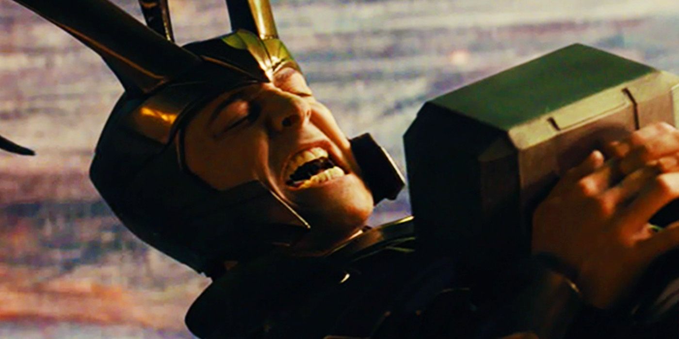 Loki trapped by Mjolnir in Thor