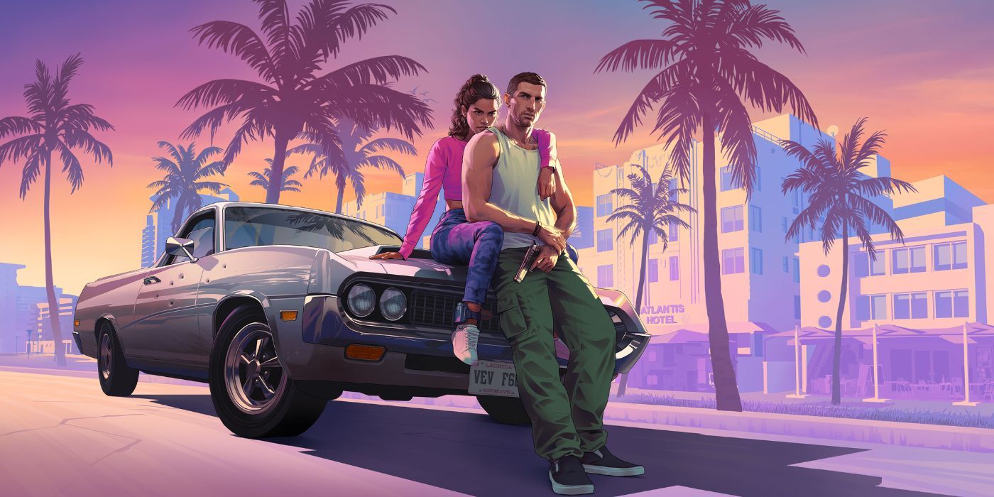 Lucia e seu parceiro anônimo no crime na arte promocional de Grand Theft Auto 6.