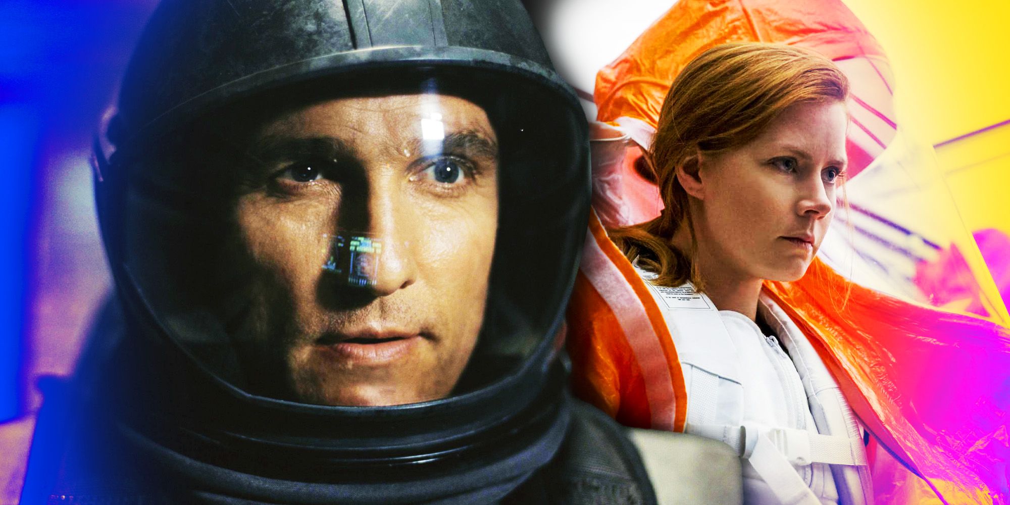Matthew McConaughey in Interstellar and Amy Adams in Arrival