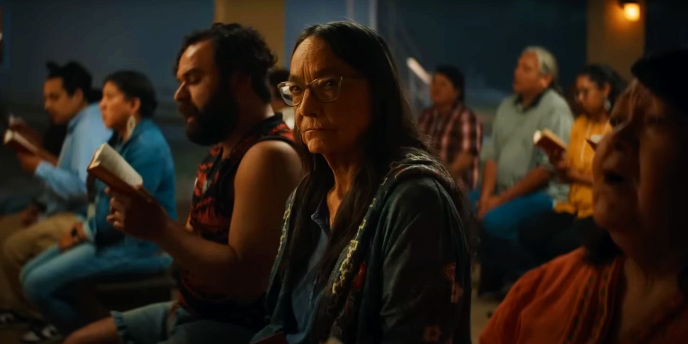 Maya Lopez' grandmother staring unsurely in Echo