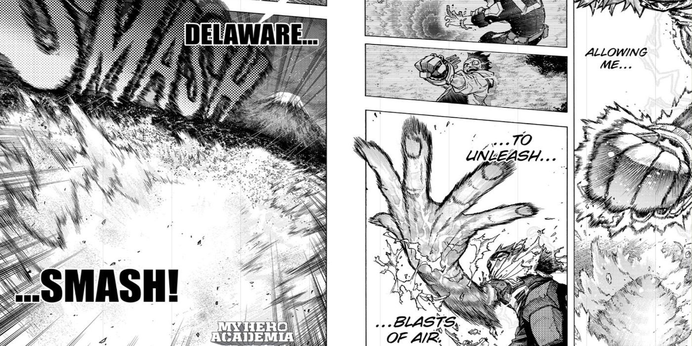 My Hero Academia: Deku uses Delaware Smash to save Mt. Fuji.