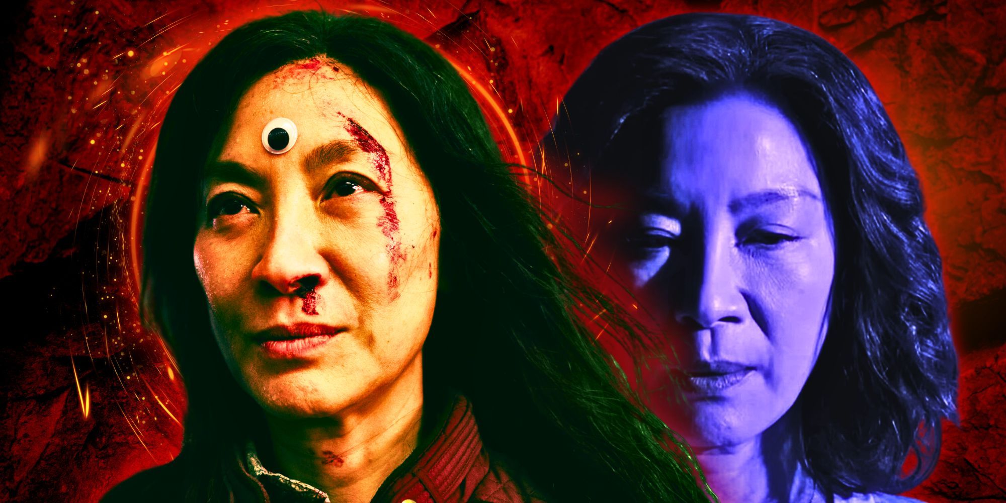 Michelle Yeoh as Evelyn in Everything Everywhere All At Once and Mama Sun in The Brothers Sun.