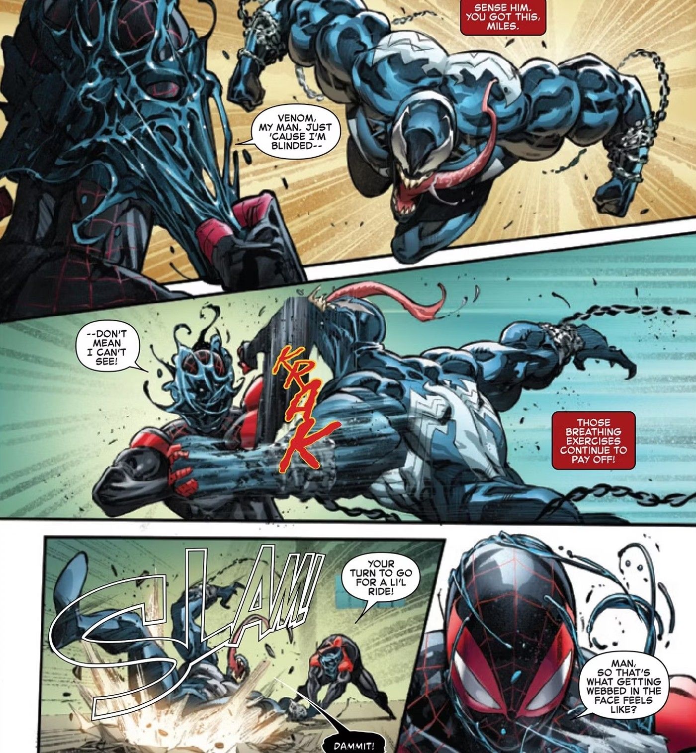 Miles Morales’ New Power Lets Him Beat Venom with His Eyes Closed