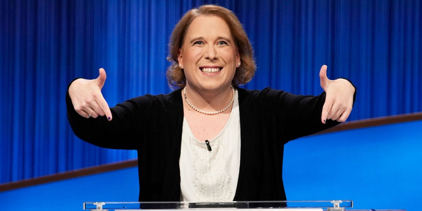 Amy Schneider sorrindo em Jeopardy