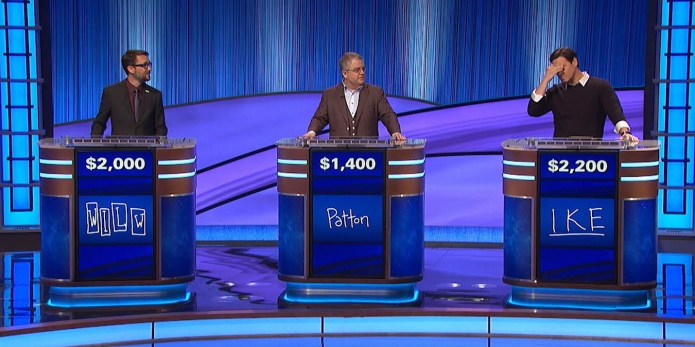 Patton Oswalt competindo na final do Celebrity Jeopardy