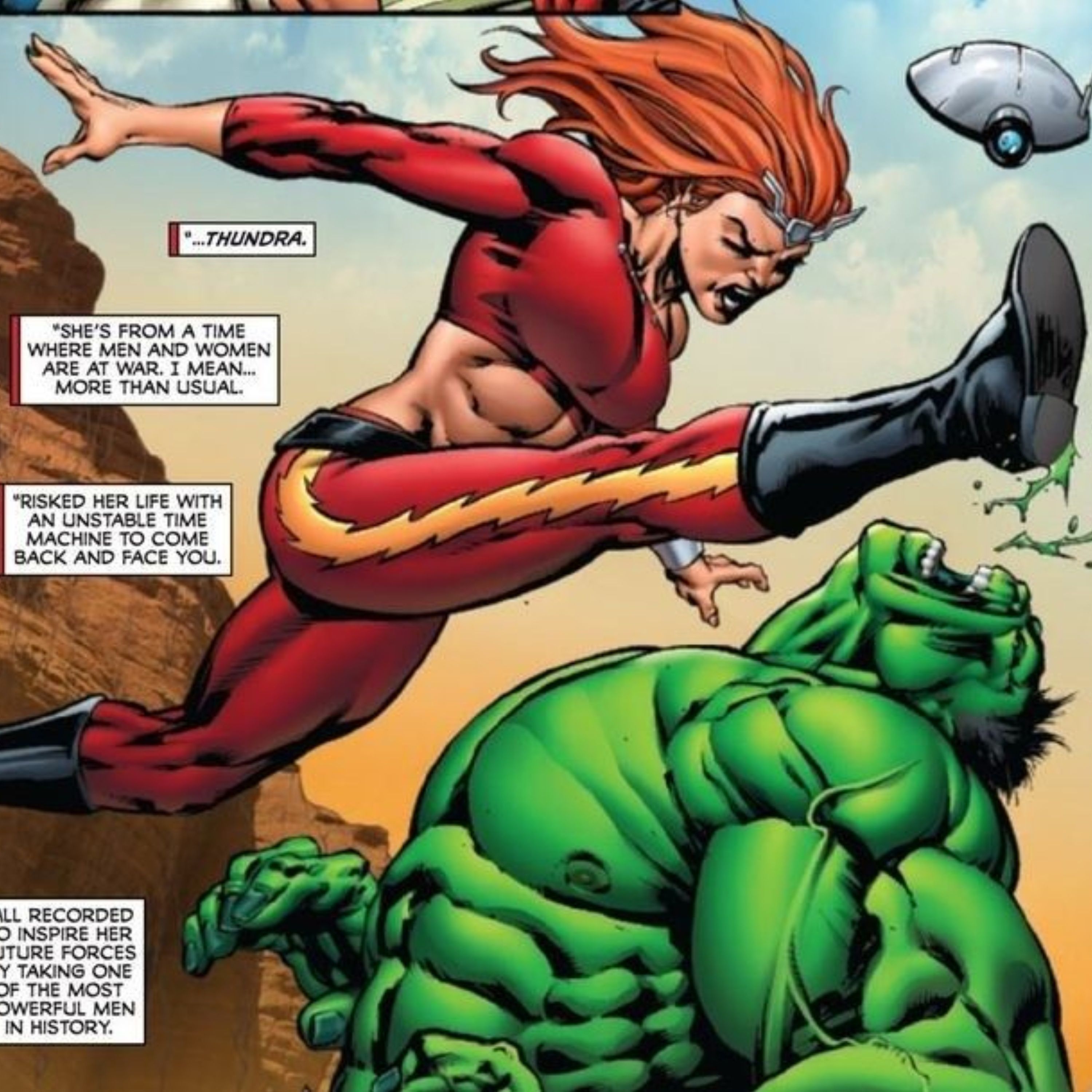 Thundra and Hulk fighting