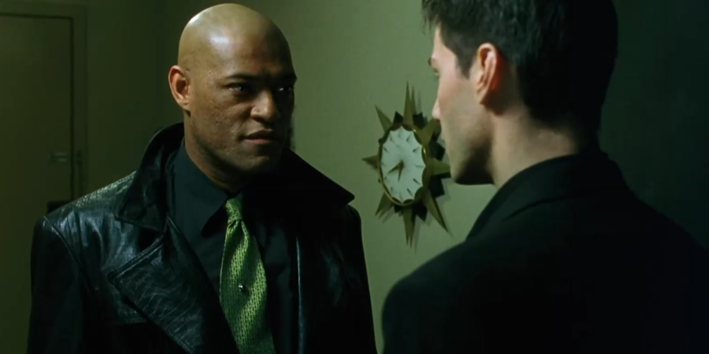 Morpheus and Neo at Oracle's apartment in the matrix