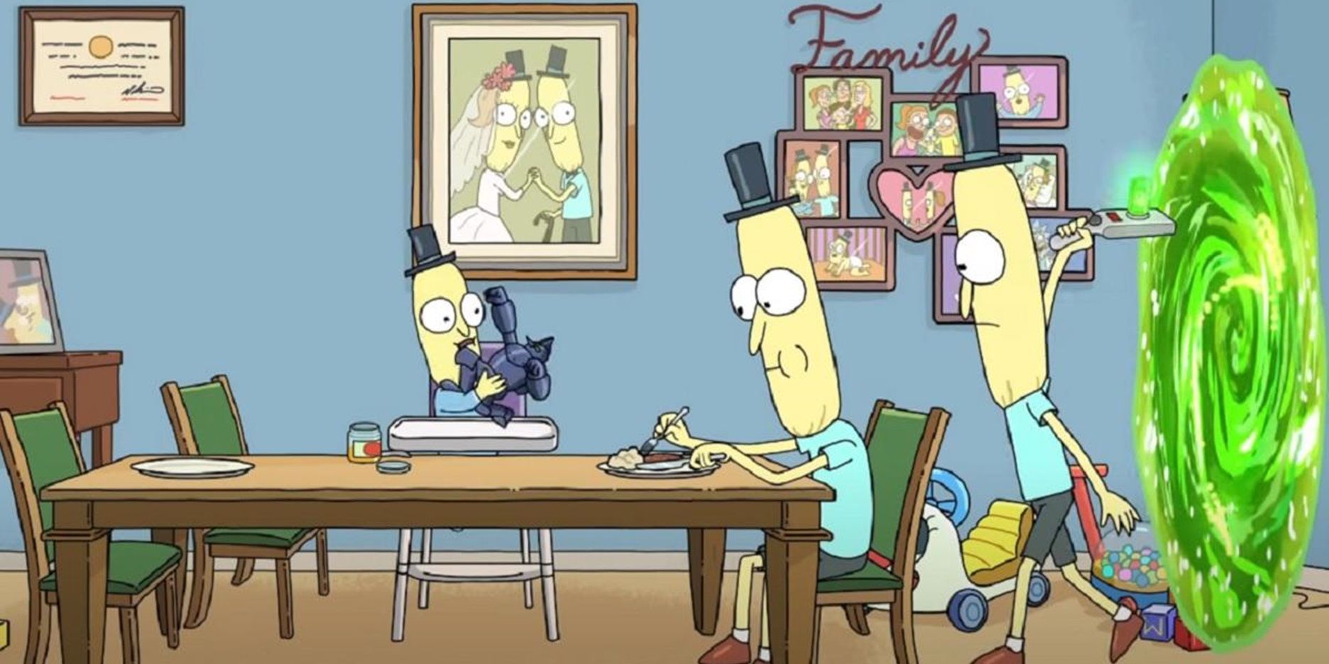 Mr Poopybutthole steps through a portal in Rick and Morty