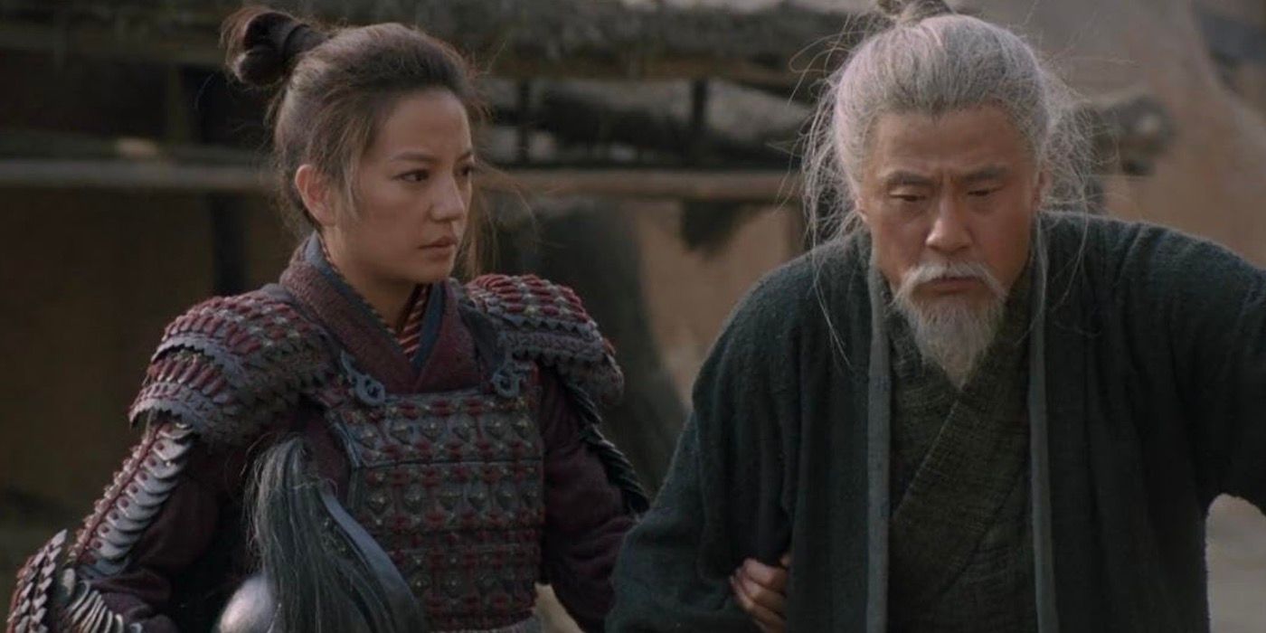 Hua Mulan helping her father walk