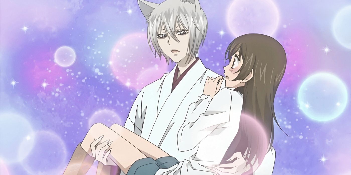 Tomoe picks up Nanami and speaks to her from Kamisama Kiss.