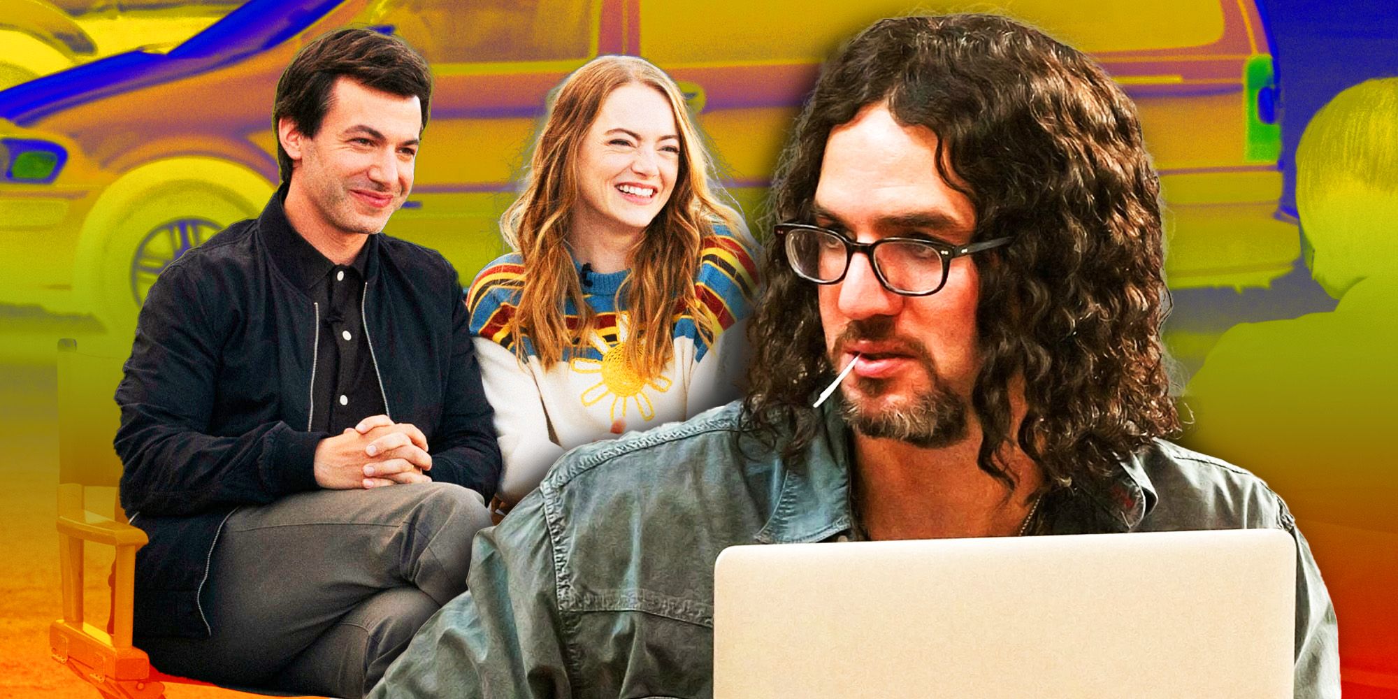Nathan Fielder, Emma Stone, and Benny Safdie from The Curse