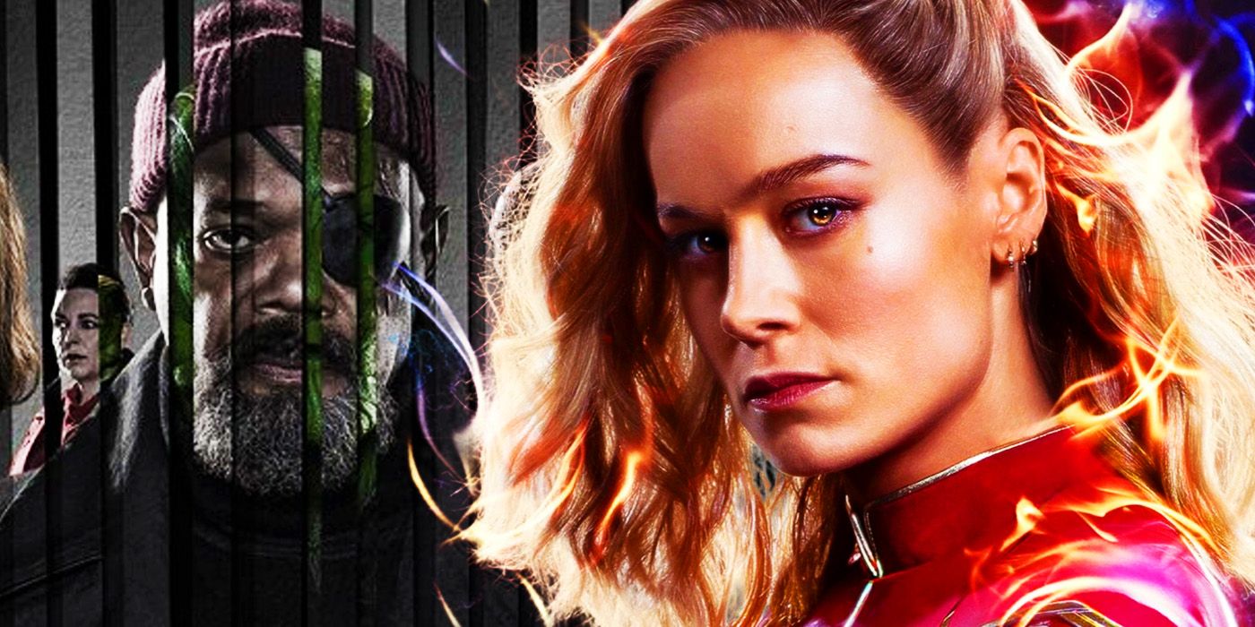 Nick Fury in Secret Invasion promo and Carol Danvers in The Marvels promo