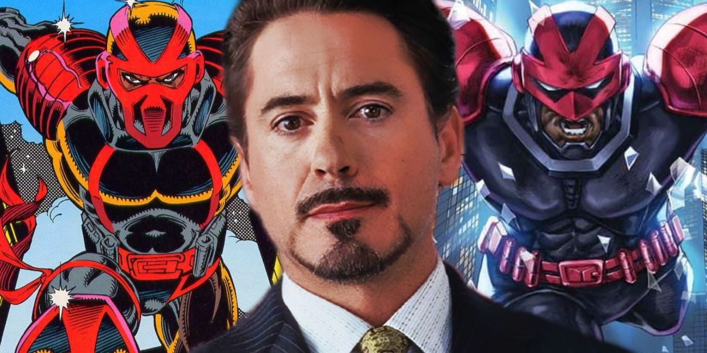 Tony Stark with two versions of Night Thrasher behind him.