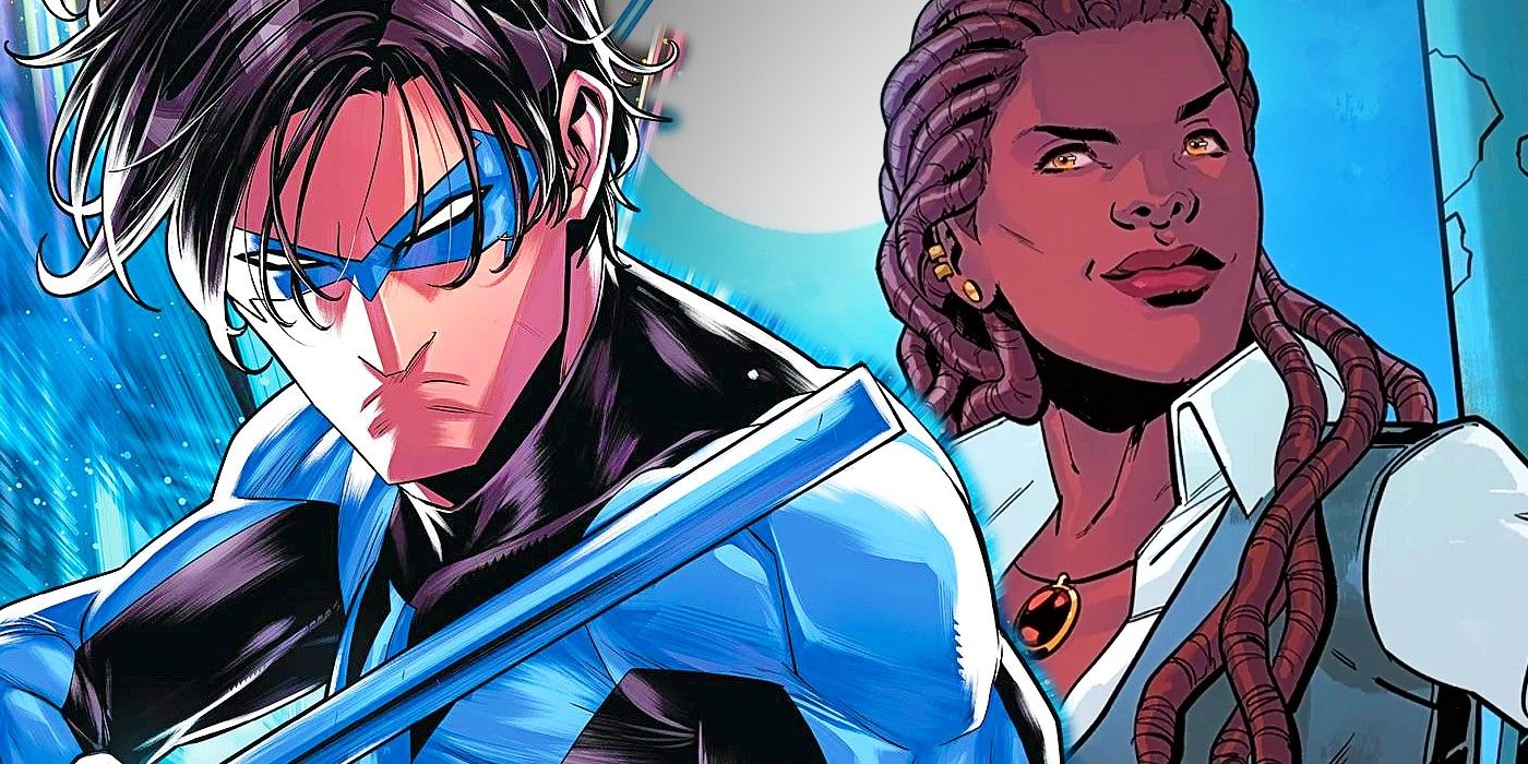 Dick Grayson fantasiado de Asa Noturna (à esquerda) e Bea Bennett (à direita) como a Rainha dos Piratas.