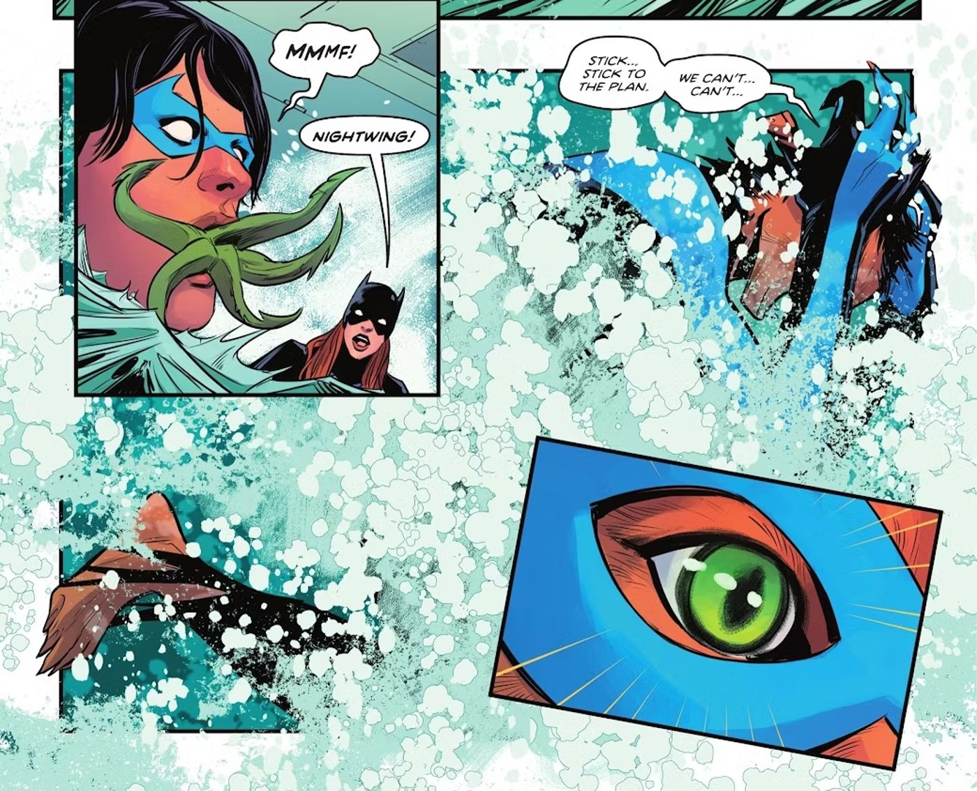 Titans #6, Nightwing is infected with a Garro organism and begins growing the feet, fur, and eyes of a fox.