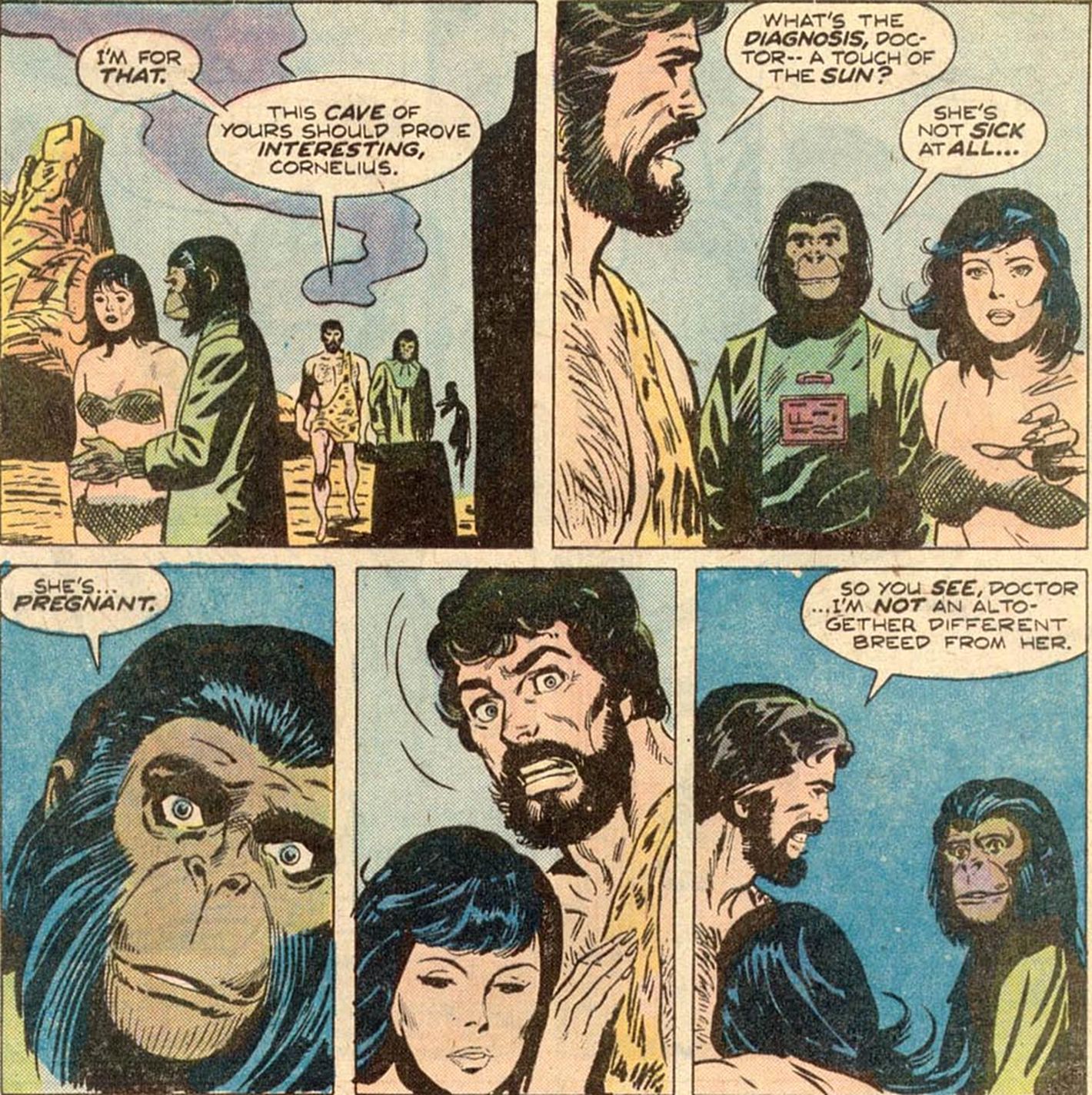 Adventures on the Planet of the Apes #5, Zira reveals that Nova is pregnant