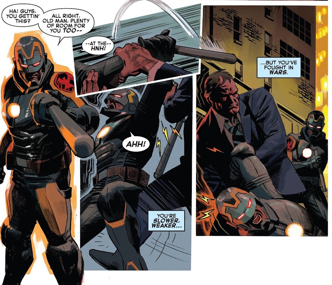 Old Man Steve Rogers Captain America fights Iron Cops