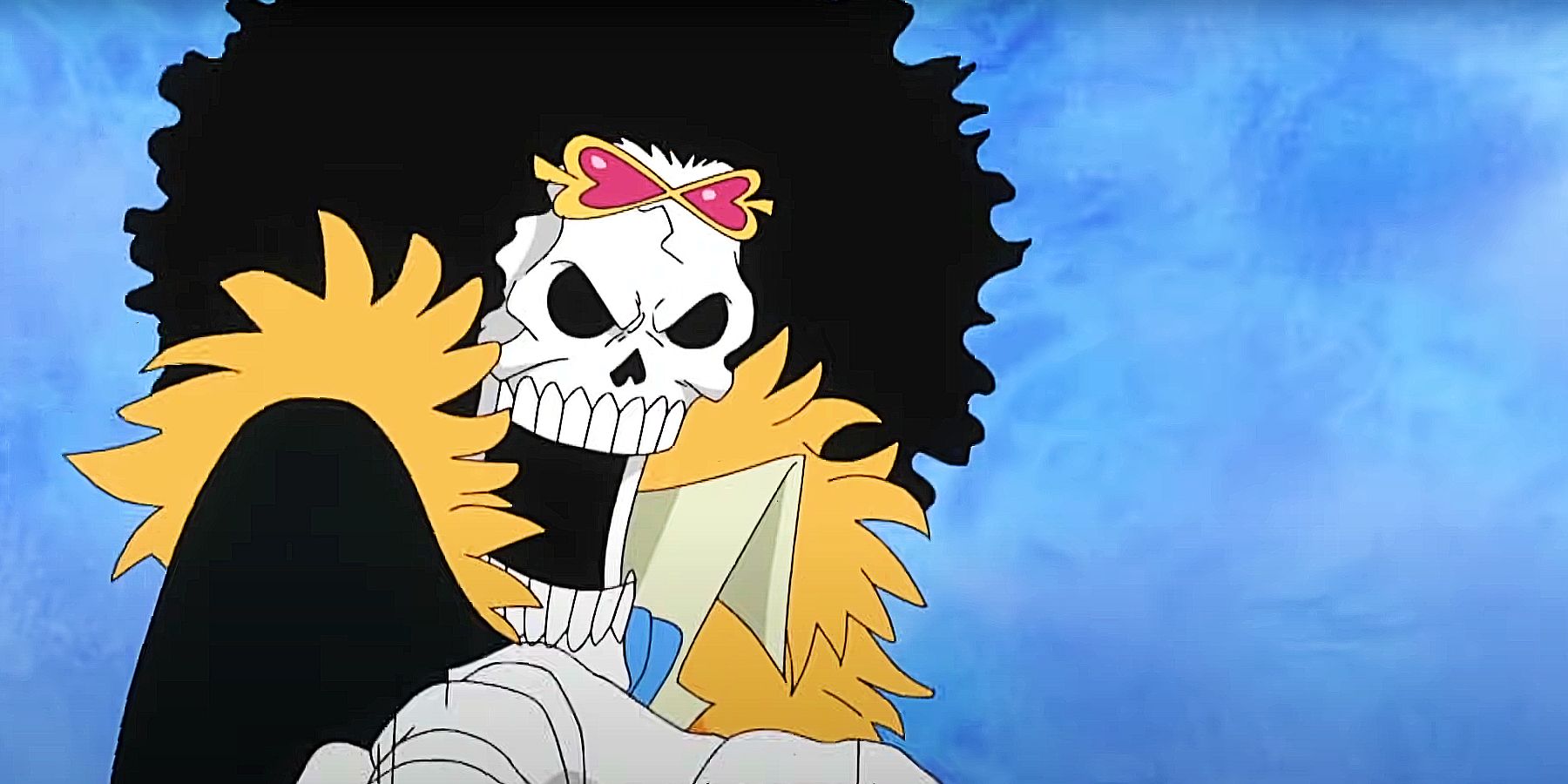 Brook looking evil in the One Piece anime.