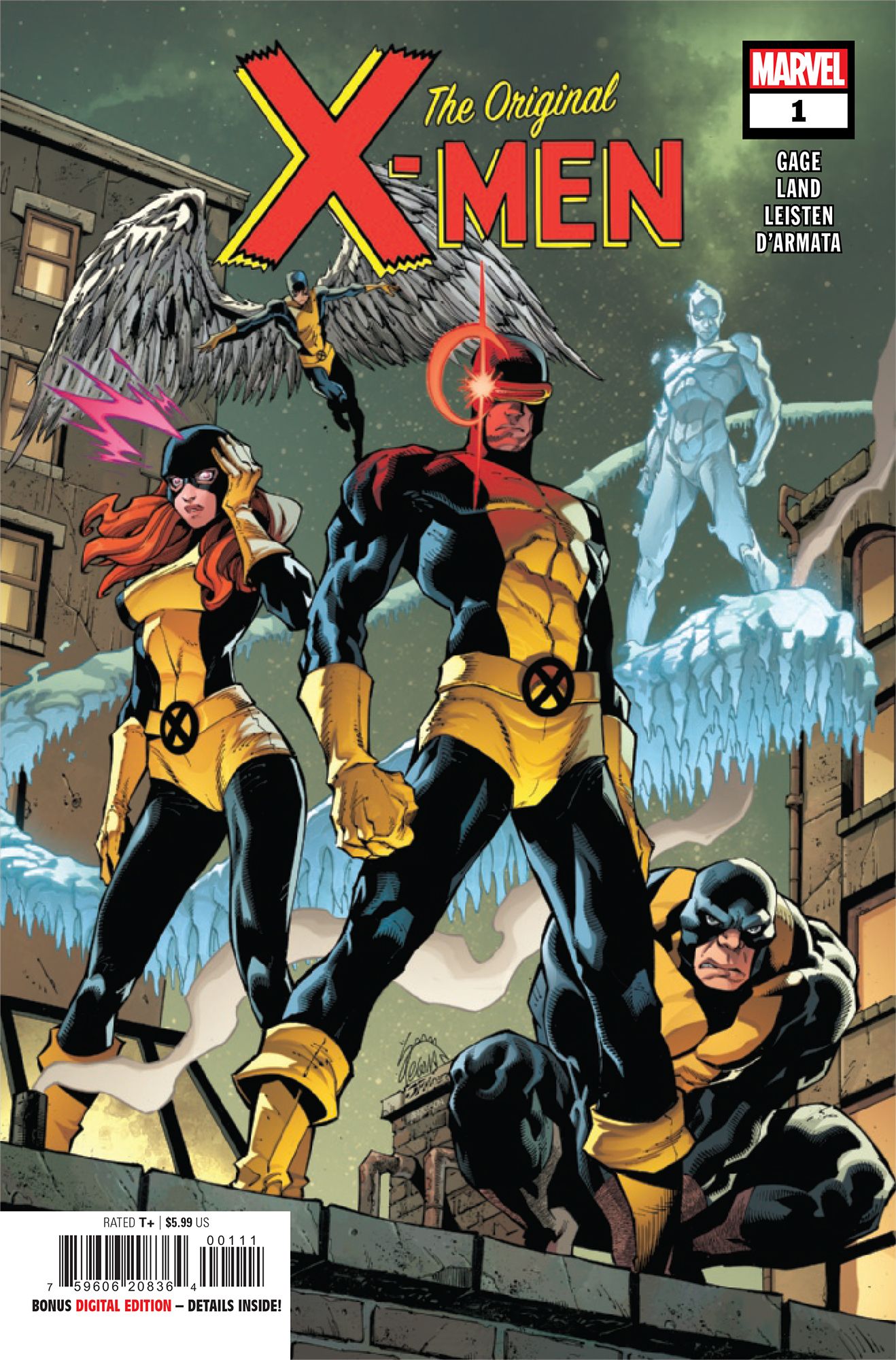 Original X-Men #1 cover. The original versions of Jean Grey, Angel, Cyclops, Iceman, and Beast make a proud team lineup pose.