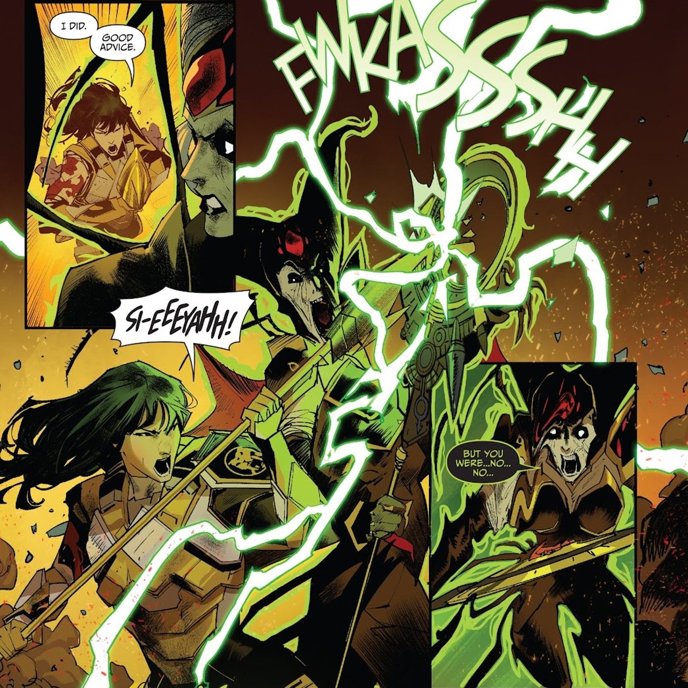 Power Rangers: Ranger Slayer #1, original Yellow Ranger Trini Kwan kills Rita Repulsa