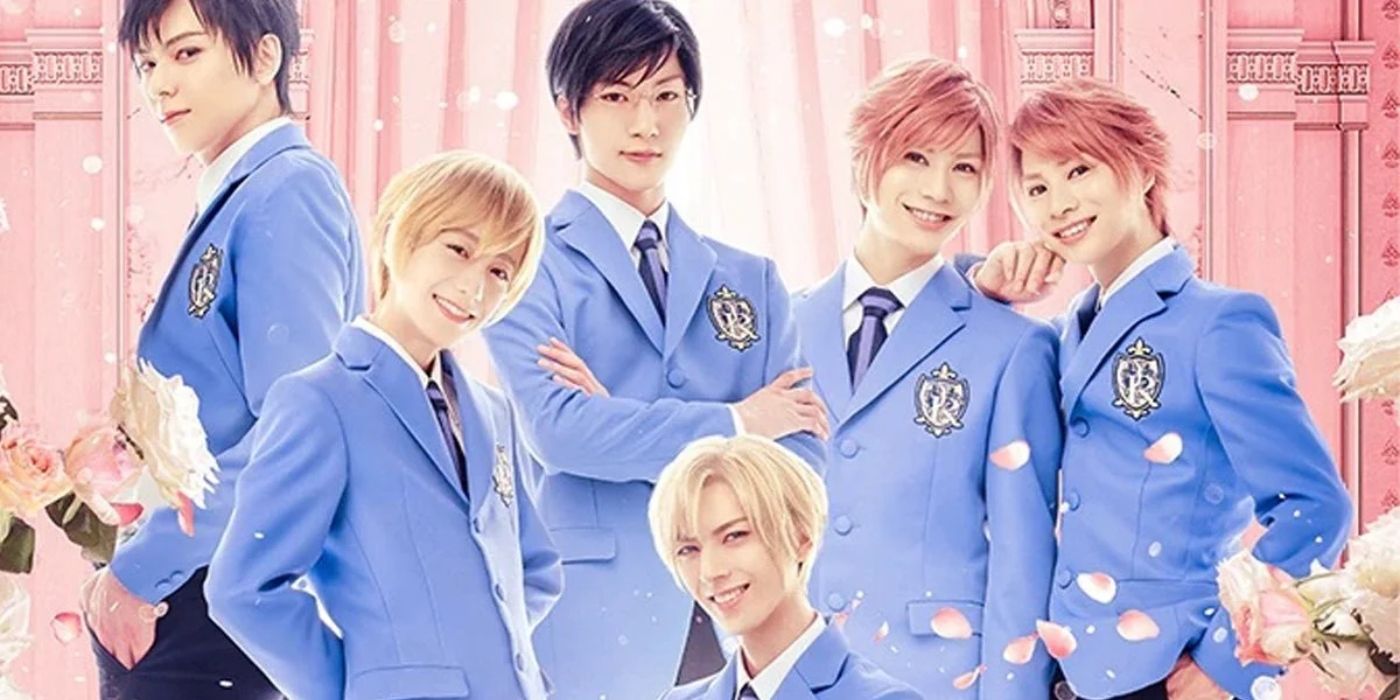 Tamaki and the other hosts in the live action Ouran High School Host Club 
