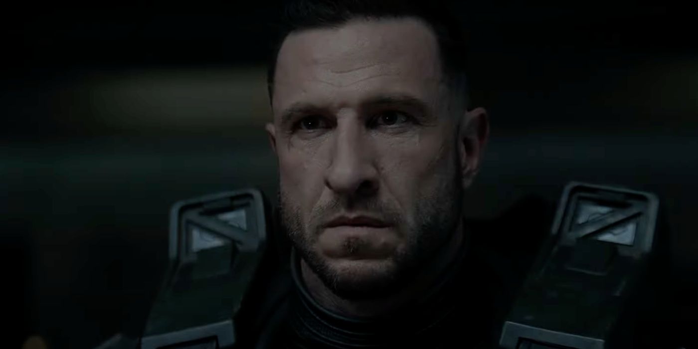 Pablo Schreiber looking serious as Master Chief in Halo season 2