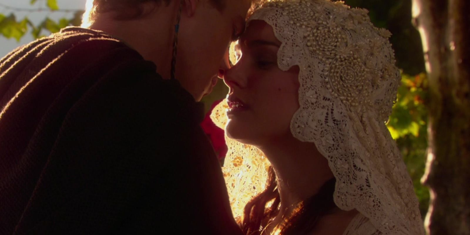 Padme and Anakin getting married about to kiss in Star Wars: Episode II - Attack of the Clones