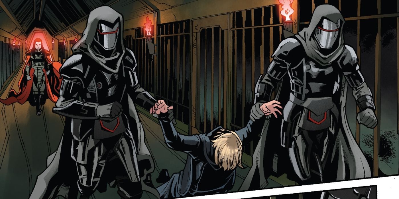 Star Wars' Luke Skywalker captured by the Sith inside the red kyber crystal.