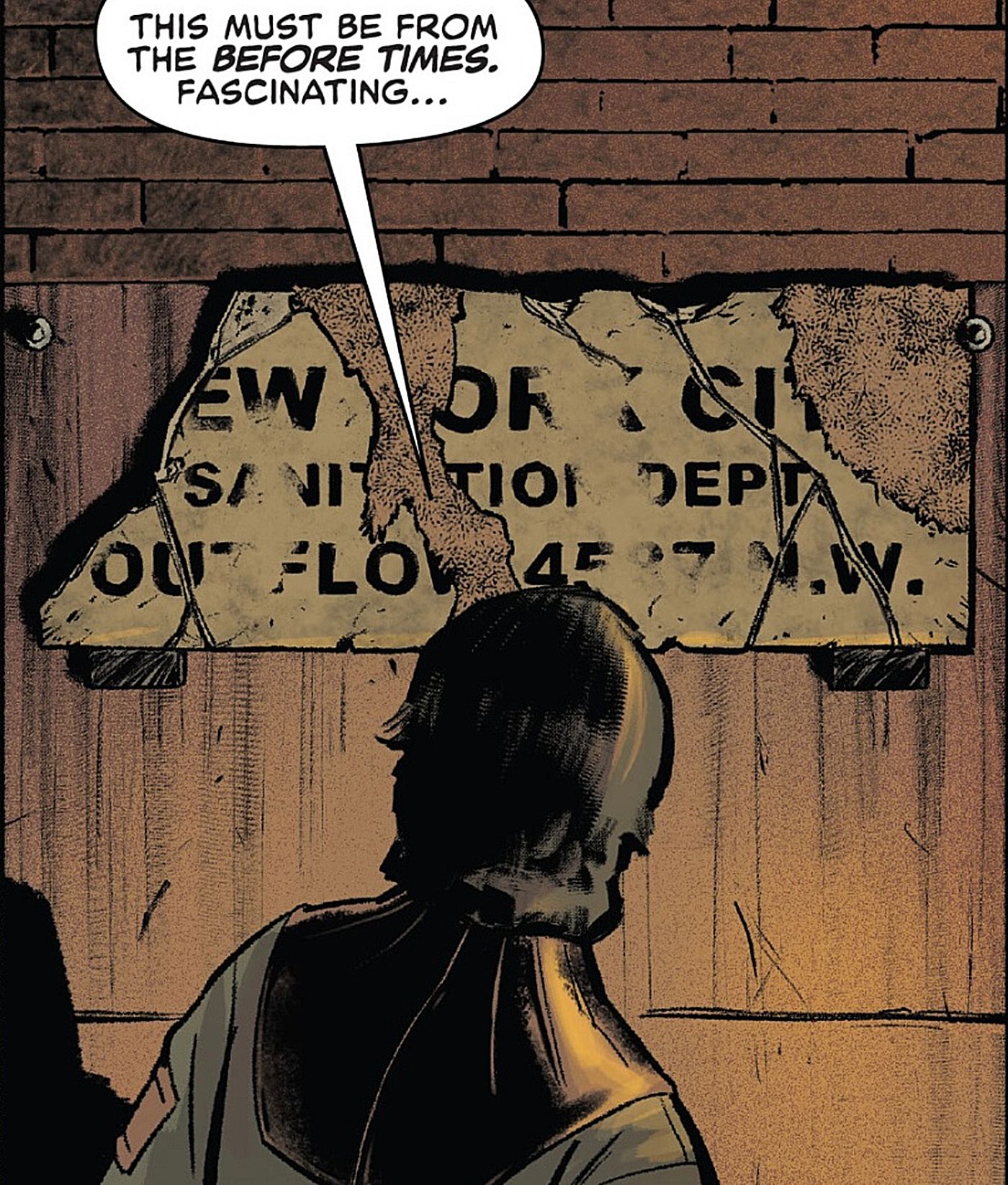 Beware of the Planet of the Apes #1, Zira is fascinating by the archeological implications of a NYC subway sign