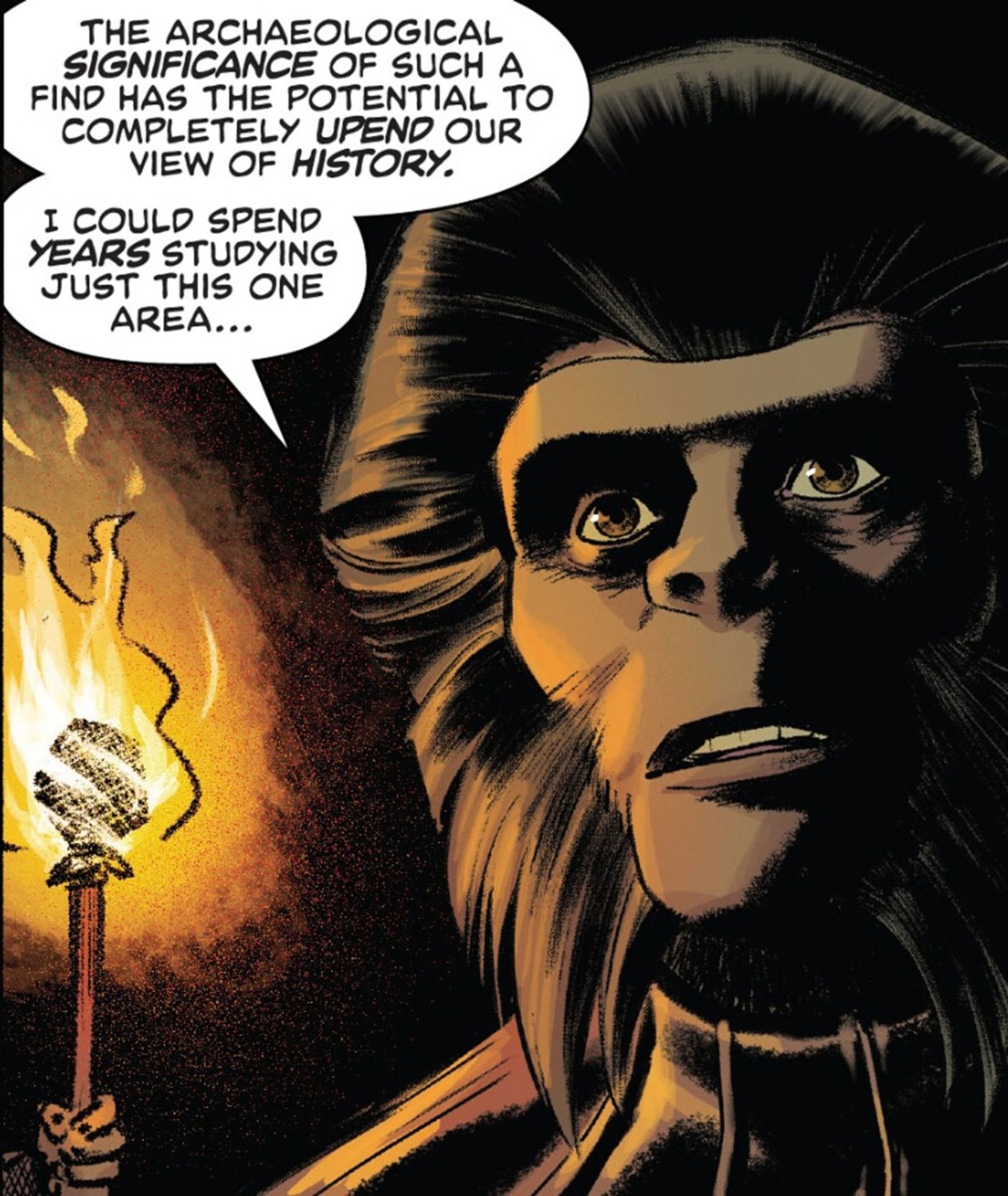 Beware the Planet of the Apes #1, Zira considers the archeological significance of NYC subway tunnels