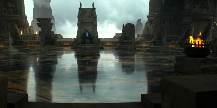 Lance Reddick as Zeus in the Olympus throne room in Percy Jackson and the Olympians season 1, episode 8.